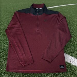 Nike Golf Maroon and Black Dri-FIT Quarter Zip Pullover sz L